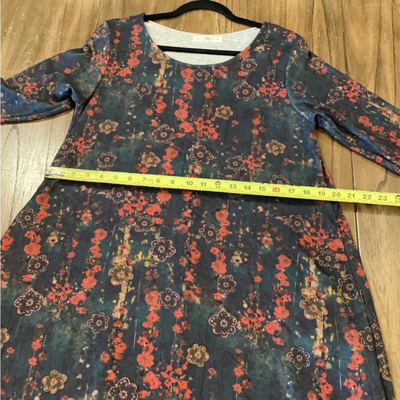 Natural Life Lottie Sweater MIDI Dress watercolor Floral Pockets Lagenlook Artsy - Picture 5 of 9